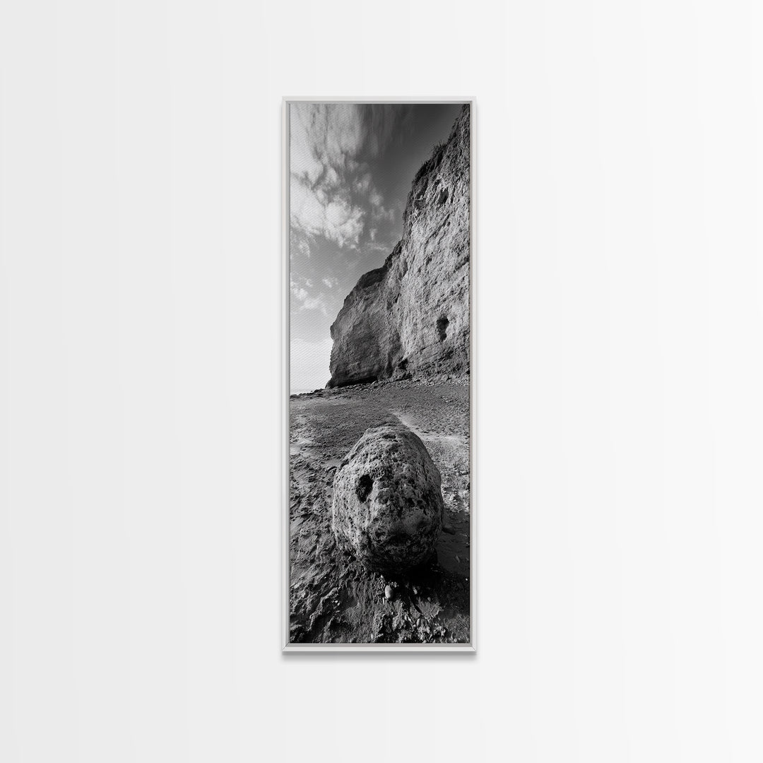 Seaside Cliffs, Coastal Rock, Rugged Beauty, Framed Canvas Print, Nature Wall Art, Rustic Beach Decor, Boho Vibe, Earthy Textures