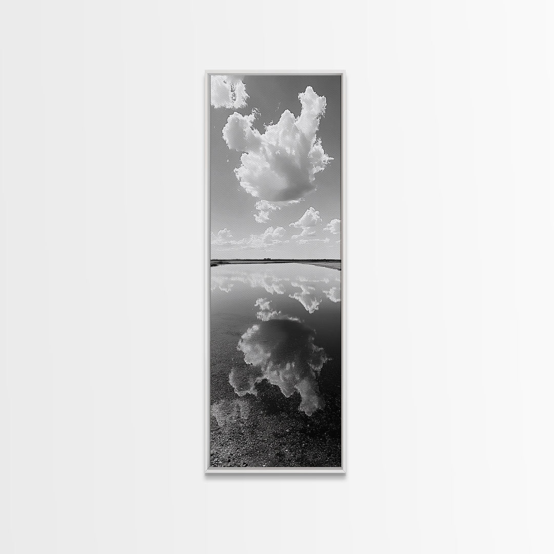 Cloud Reflections, Still Lake, Tranquil Waters, Sky Mirror Canvas Print, Minimalist Living Room Wall Art, Scandinavian Style Decor