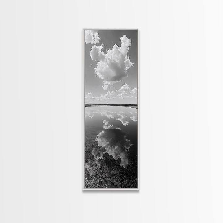 Cloud Reflections, Still Lake, Tranquil Waters, Sky Mirror Canvas Print, Minimalist Living Room Wall Art, Scandinavian Style Decor
