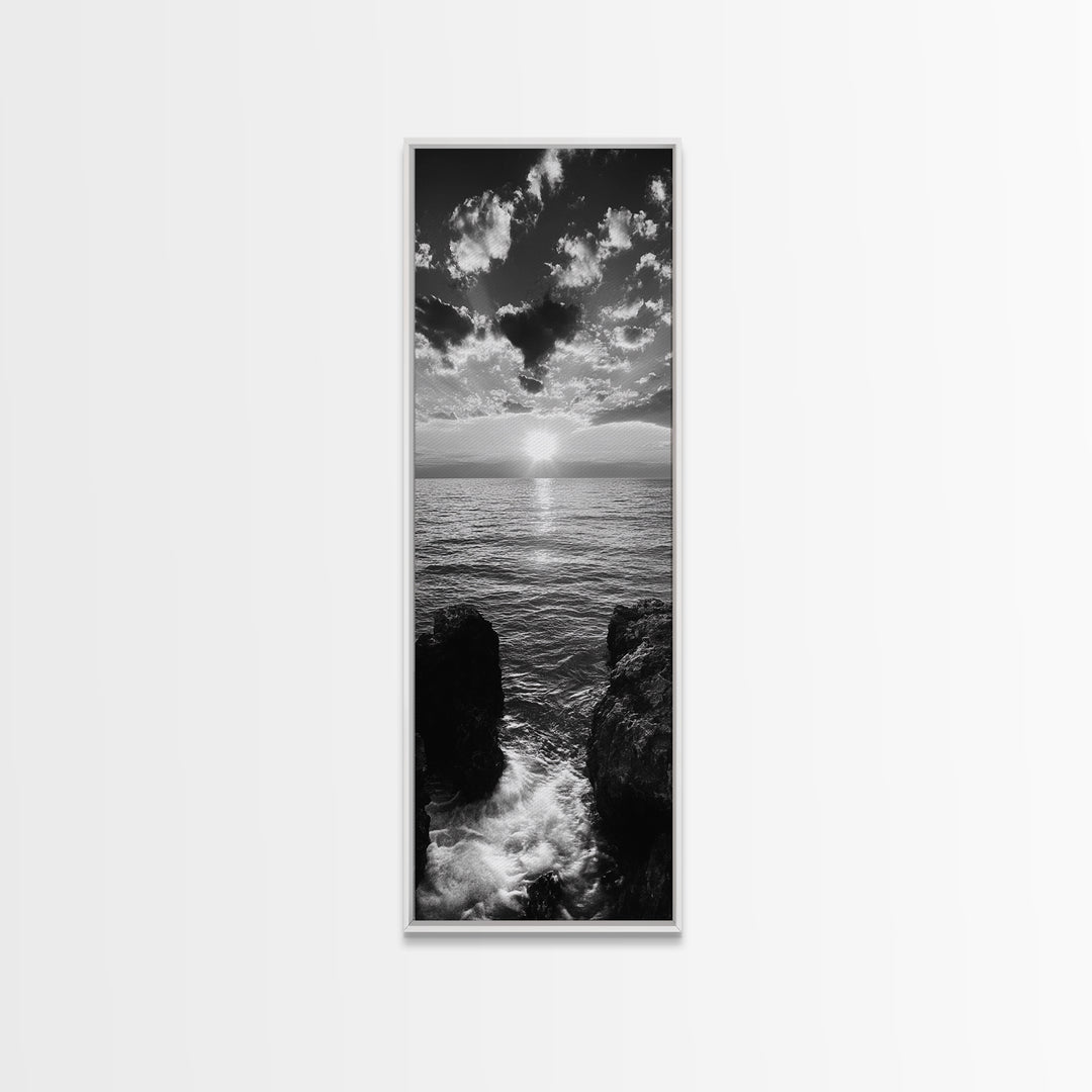 Sunset Ocean, Dramatic Sky, Serene Coastline, Nature Scene, Canvas Print, Minimalist Art, Bedroom Wall Art, Coastal Gallery Decor