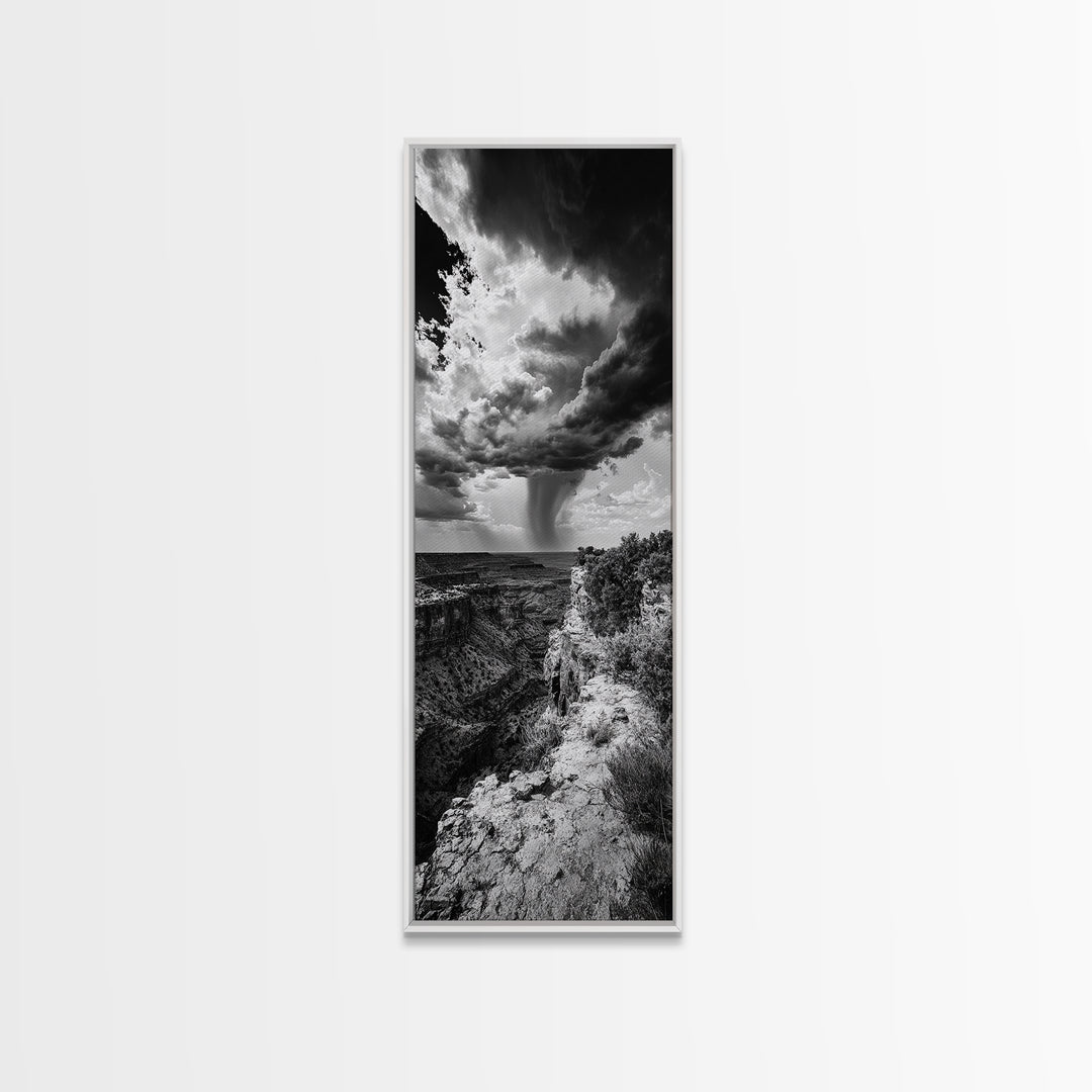 Storm Power, Canyon Rain, Desert Clouds, Monsoon Drama, Framed Canvas Print, Southwestern Wall Art, Moody Living Room Decor