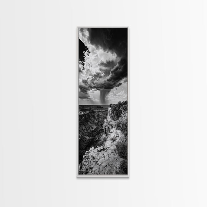 Storm Power, Canyon Rain, Desert Clouds, Monsoon Drama, Framed Canvas Print, Southwestern Wall Art, Moody Living Room Decor