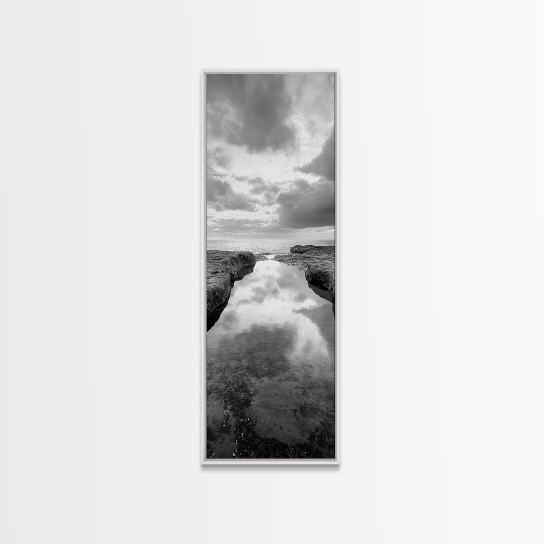 Tidal Pool, Ocean Reflection, Shore Calm, Seascape Beauty, Canvas Print, Minimalist Bathroom Art, Coastal Vibes, Tranquil Decor