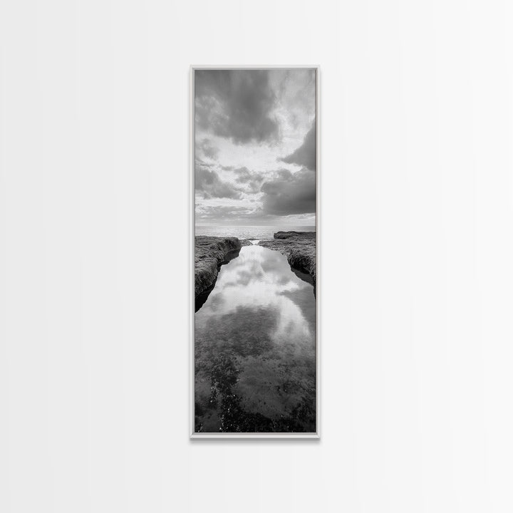 Tidal Pool, Ocean Reflection, Shore Calm, Seascape Beauty, Canvas Print, Minimalist Bathroom Art, Coastal Vibes, Tranquil Decor