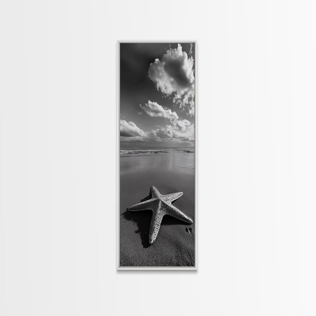 Starfish Beach, Shoreline Calm, Ocean Minimalism, Canvas Print, Coastal Living Room Wall Art, Nautical Bathroom Decor, Beach House Style