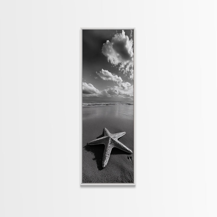 Starfish Beach, Shoreline Calm, Ocean Minimalism, Canvas Print, Coastal Living Room Wall Art, Nautical Bathroom Decor, Beach House Style