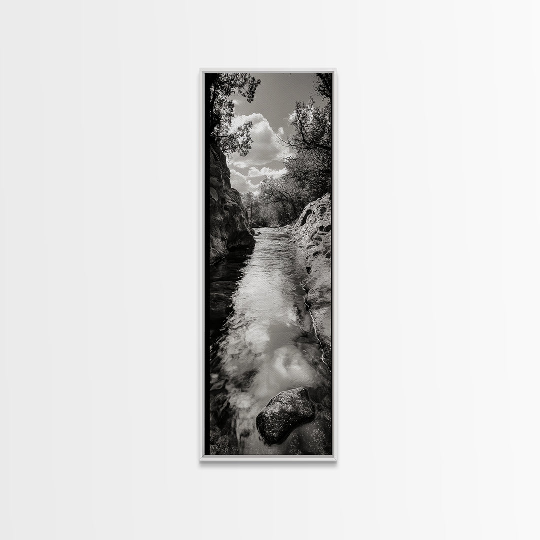 Mountain Stream, Flowing Water, Canyon Trail, Canvas Print, Nature Adventure Art, Rustic Cabin Decor, Bathroom Wall Accent, Entryway Accent