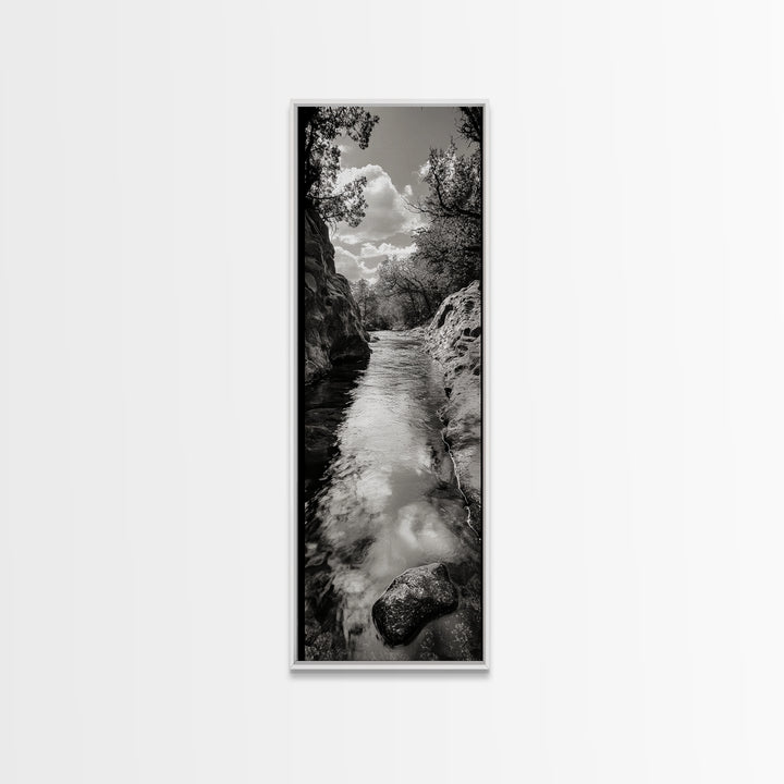 Mountain Stream, Flowing Water, Canyon Trail, Canvas Print, Nature Adventure Art, Rustic Cabin Decor, Bathroom Wall Accent, Entryway Accent
