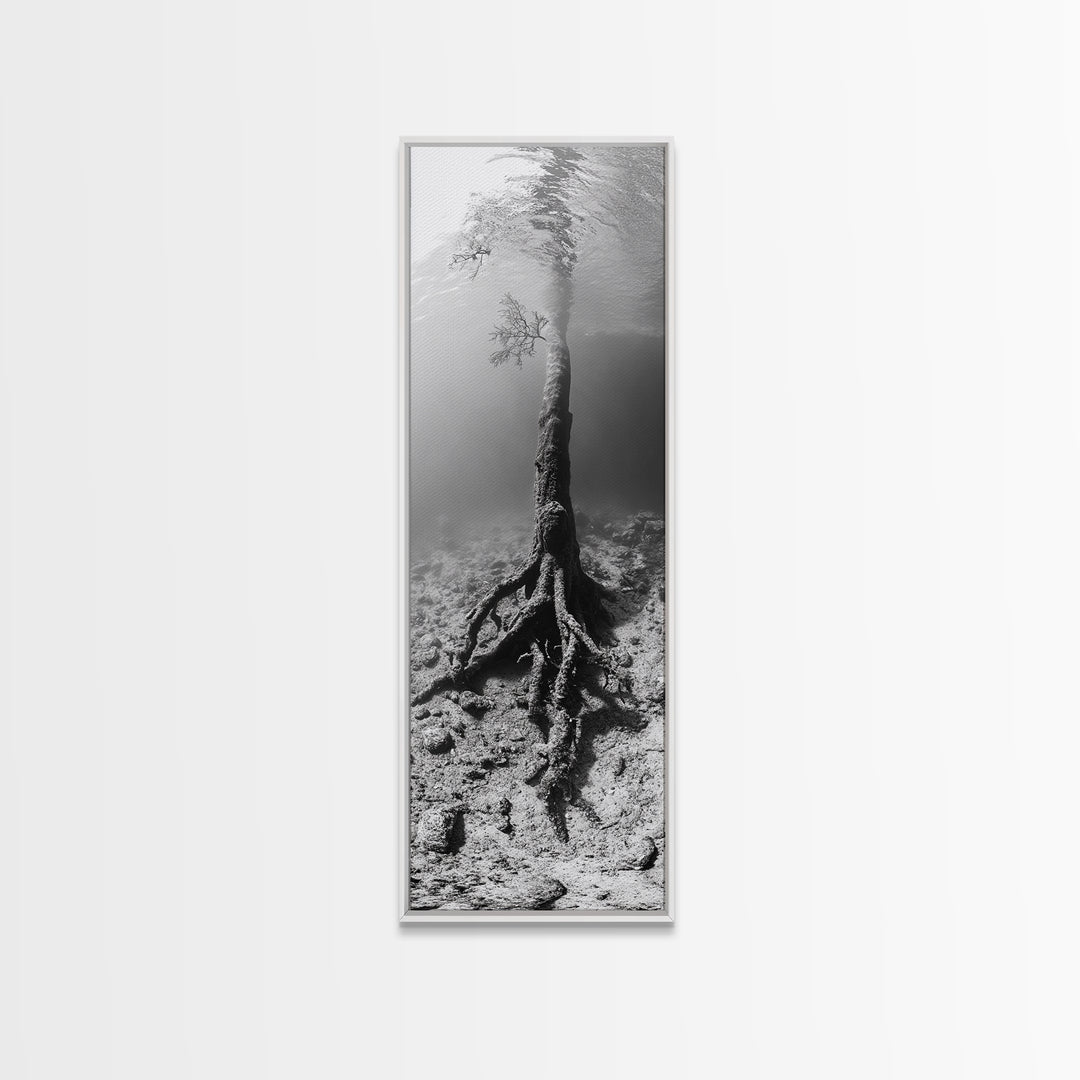 Surreal Tree Roots, Underwater Tree Art, Dreamy Forest Print, Nature Photography, Living Room Wall Decor, Framed Canvas Print