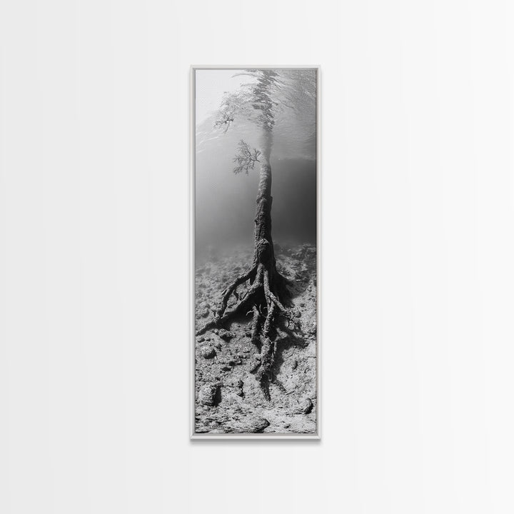 Surreal Tree Roots, Underwater Tree Art, Dreamy Forest Print, Nature Photography, Living Room Wall Decor, Framed Canvas Print