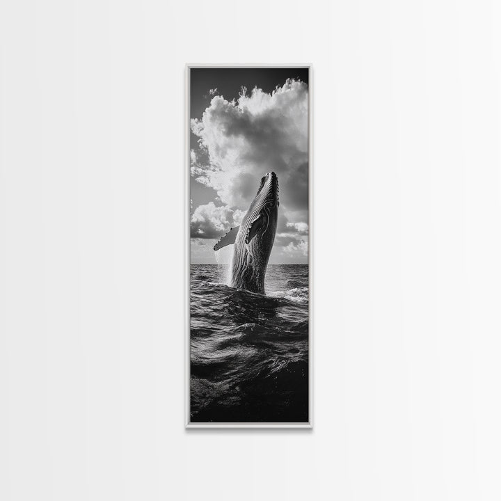Breaching Whale Art, Ocean Wildlife Print, Marine Life Photography, Dramatic Sea Scene, Coastal Living Room Decor, Canvas Print