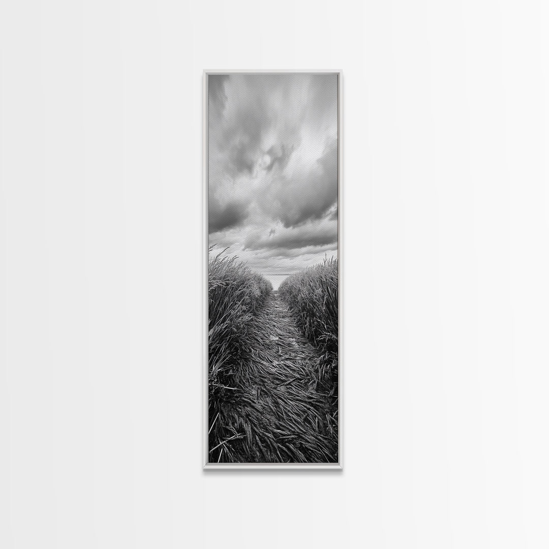 Wheat Field Trail, Countryside Autumn Path, Rustic Farm Landscape, Tranquil Earthy Wall Art, Bedroom or Hallway, Canvas Print