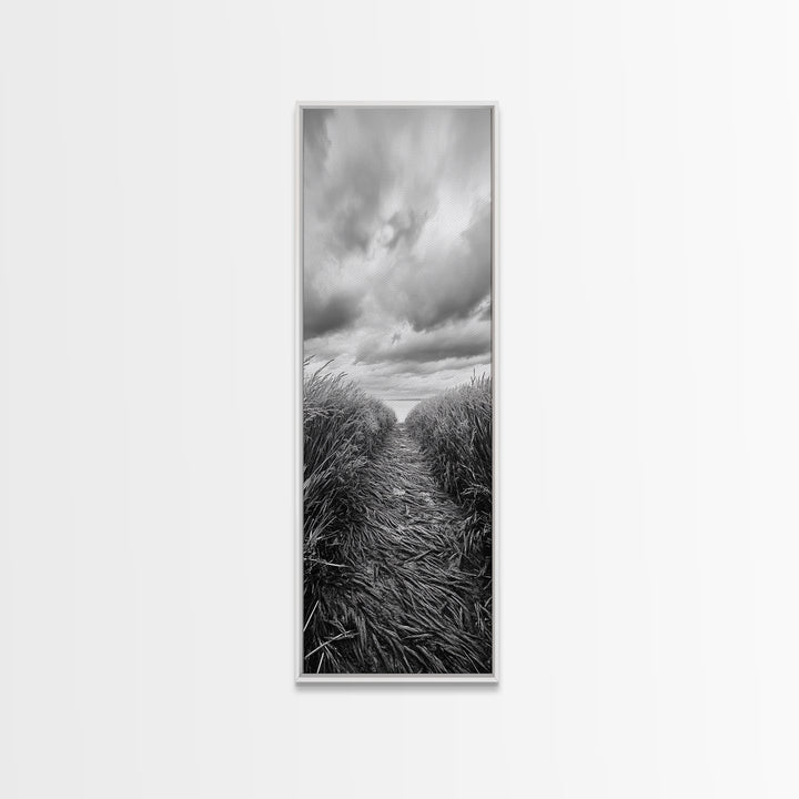 Wheat Field Trail, Countryside Autumn Path, Rustic Farm Landscape, Tranquil Earthy Wall Art, Bedroom or Hallway, Canvas Print
