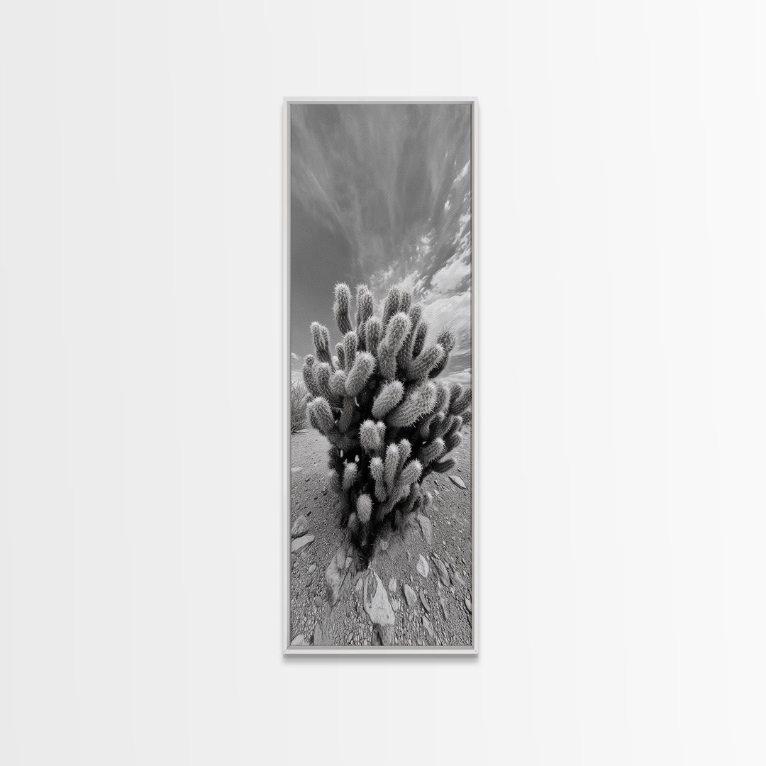 Desert Cactus, Nature Photography, Black White Art, Canvas Print, Boho Western Wall Decor, Modern Rustic Living Room Art, Nature Print