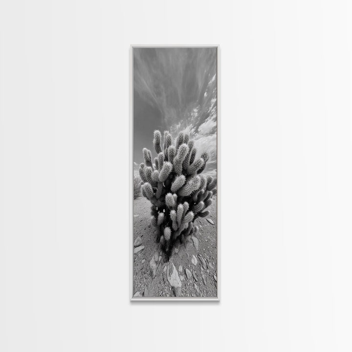 Desert Cactus, Nature Photography, Black White Art, Canvas Print, Boho Western Wall Decor, Modern Rustic Living Room Art, Nature Print