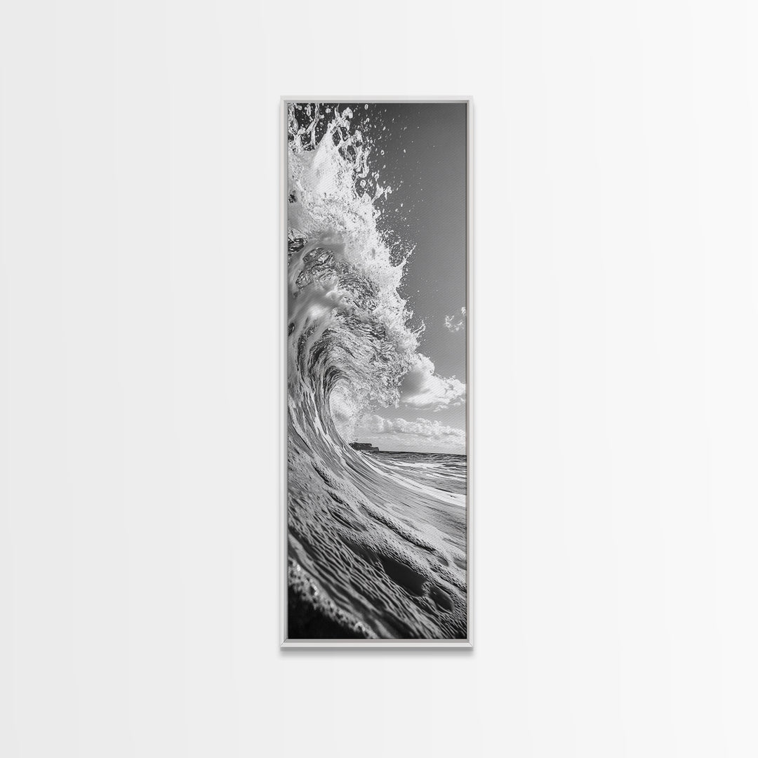 Curling Wave, Ocean Spray, Coastal Energy, Canvas Print, Surf Wall Art, Beach House Decor, Modern Minimalist Ocean Photography