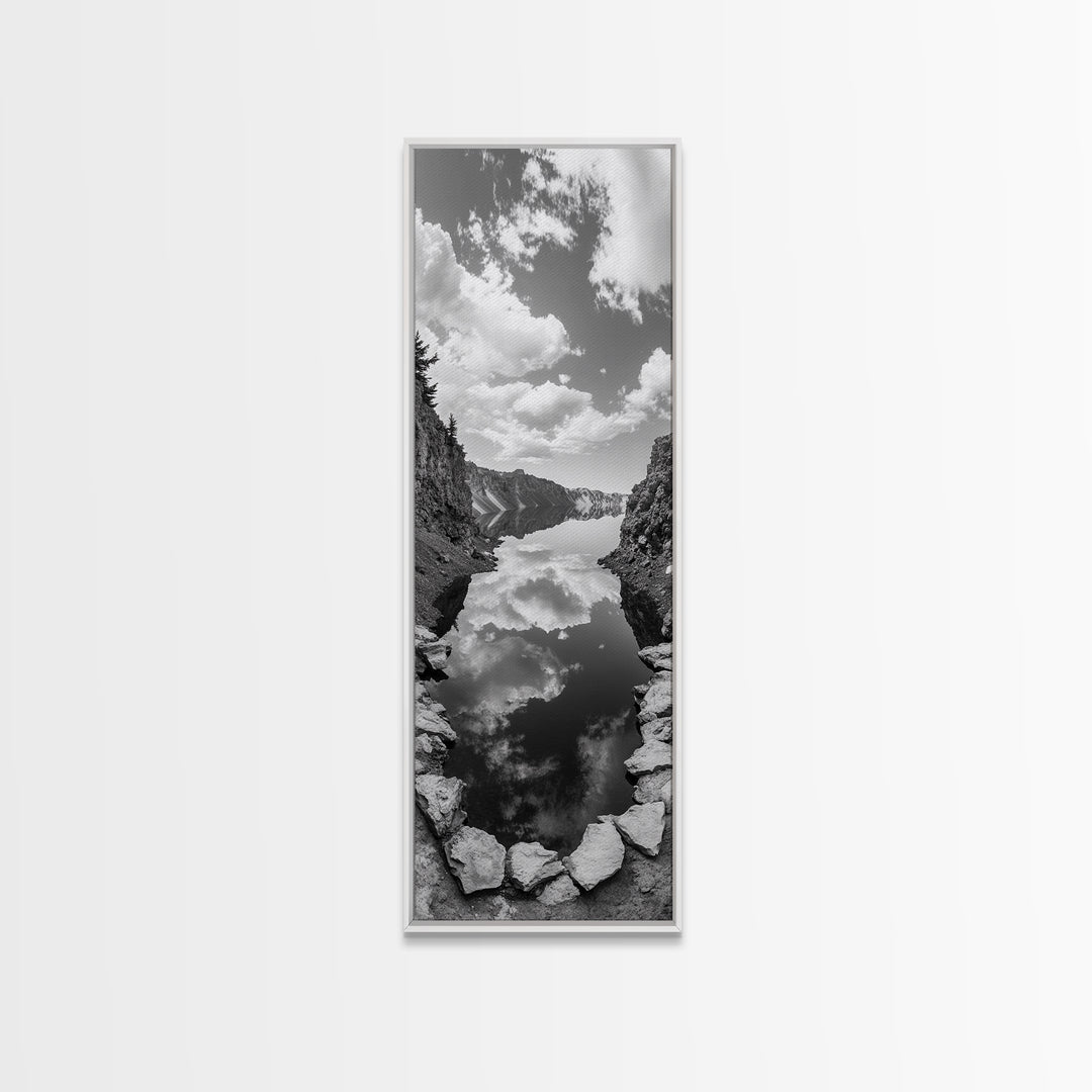 Lake Reflection, Mountain View, Cloud Mirror, Canvas Print, Peaceful Nature Scene, Bedroom Wall Art, Modern Rustic Landscape Decor