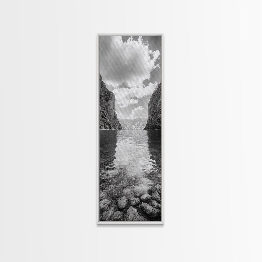 Canyon Lake, Majestic Water, Mountain Reflections, Nature Serenity, Minimalist Art, Canvas Print, Living Room Wall Art, Adventure Vibes
