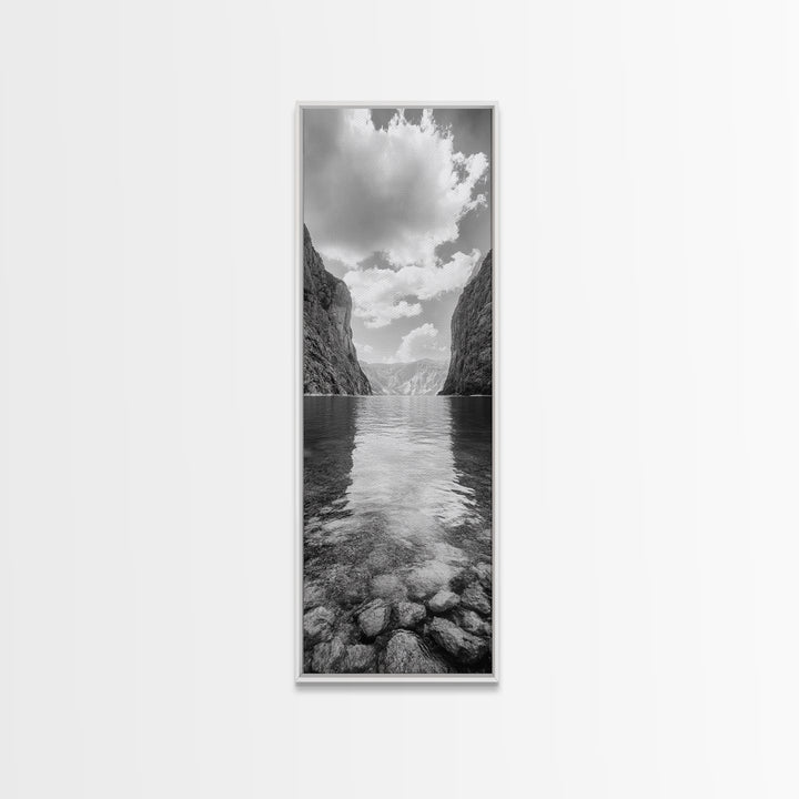 Canyon Lake, Majestic Water, Mountain Reflections, Nature Serenity, Minimalist Art, Canvas Print, Living Room Wall Art, Adventure Vibes