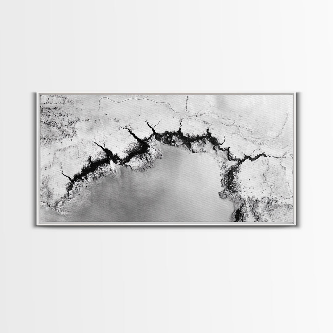Aerial Desert, Cracked Earth, Modern Texture, Abstract Terrain, Canvas Print, Office Wall Art, Earth Tones, Contemporary Natural Art