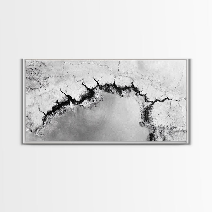 Aerial Desert, Cracked Earth, Modern Texture, Abstract Terrain, Canvas Print, Office Wall Art, Earth Tones, Contemporary Natural Art