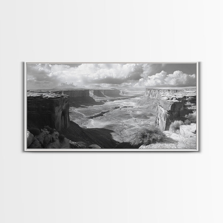 Desert Canyon Vista, Monument Valley View, Rugged Landscape Photography, Framed Canvas Print, Western Living Room Wall Art