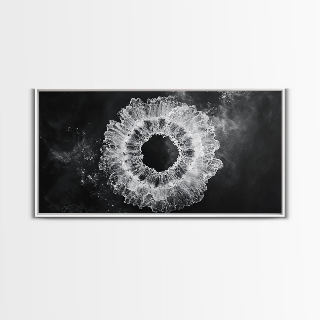 Abstract Smoke Art, Modern Monochrome, Ink Explosion, Minimalist Wall Decor, Framed Canvas Print, Living Room Wall Art, Moody Aesthetic