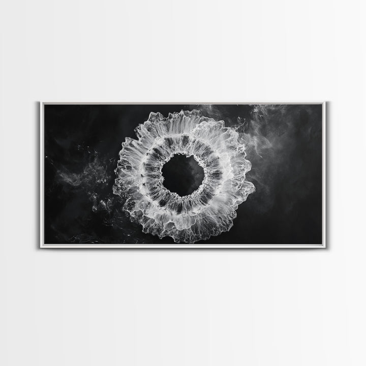 Abstract Smoke Art, Modern Monochrome, Ink Explosion, Minimalist Wall Decor, Framed Canvas Print, Living Room Wall Art, Moody Aesthetic