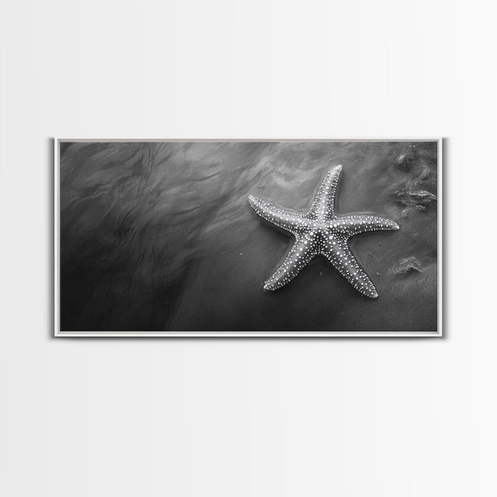 Ocean Starfish, Seashore Calm, Coastal Nature Print, Beach Zen Decor, Framed Canvas Print, Minimalist Bathroom Art, Ocean Wall Piece