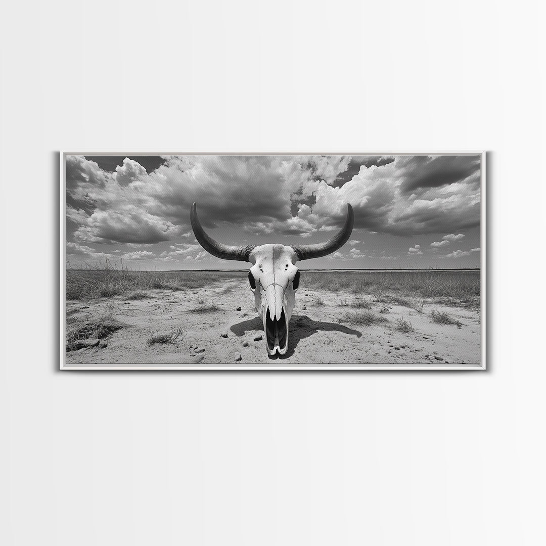 Cow Skull, Desert Bones, Wild West Skull, Country Vibe Decor, Canvas Print, Western Wall Art, Rustic Bedroom or Hallway Accent