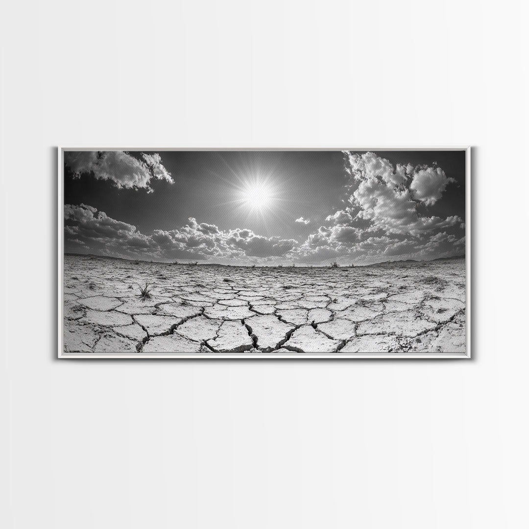 Cracked Earth Sun, Desert Landscape, Dramatic Sky, Canvas Print, Southwestern Decor, Fall Wall Art, Earth Tones Rustic Home Accent