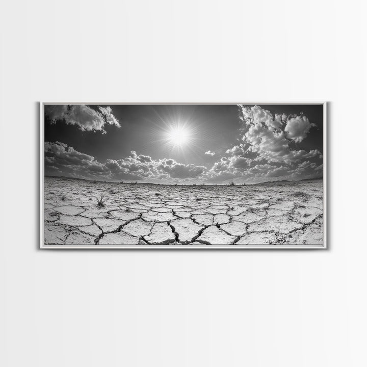 Cracked Earth Sun, Desert Landscape, Dramatic Sky, Canvas Print, Southwestern Decor, Fall Wall Art, Earth Tones Rustic Home Accent