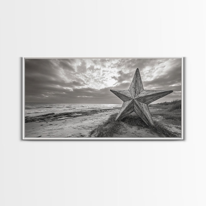 Beach Star, Weathered Wood, Coastal Symbol, Canvas Print, Rustic Seaside Wall Art, Fall Decor, Entryway Or Nautical Living Room Style