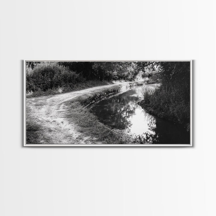 River Bend Trail, Peaceful Water Path, Tranquil Forest Landscape, Nature-Inspired Rustic Decor, Autumn Wall Art, Canvas Print