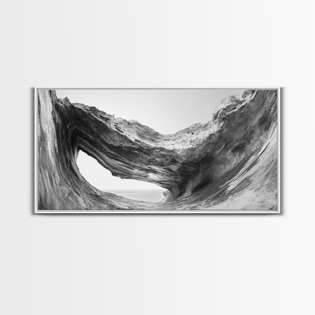 Ocean Cave, Textured Rock, Seaside Mystery, Canvas Print, Coastal Wall Art, Nature Photography, Bathroom Decor, Abstract Sea Cave
