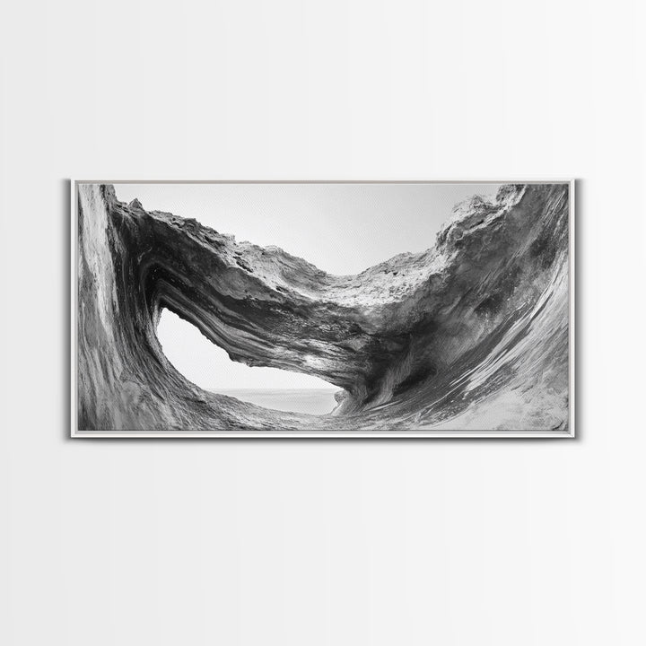 Ocean Cave, Textured Rock, Seaside Mystery, Canvas Print, Coastal Wall Art, Nature Photography, Bathroom Decor, Abstract Sea Cave