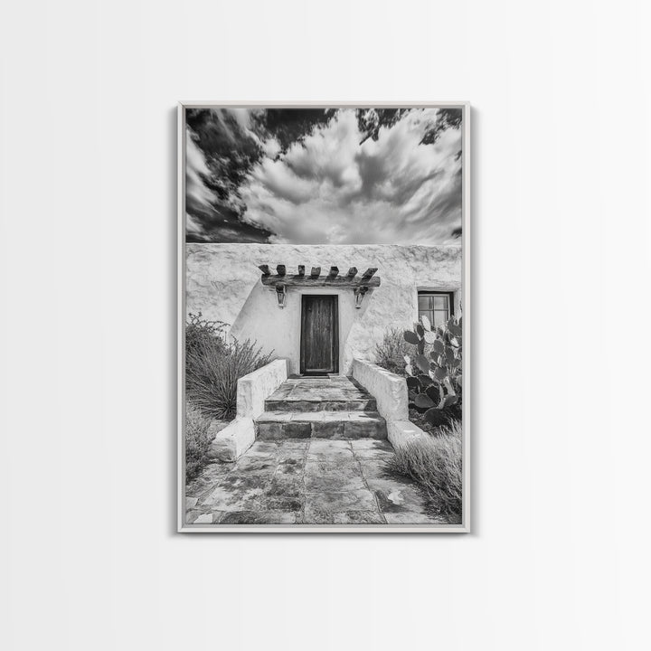 Desert Doorway, Rustic Adobe, Southwestern Style, Framed Canvas Print, Entryway Art, Neutral Wall Art, Minimalist Home Decor