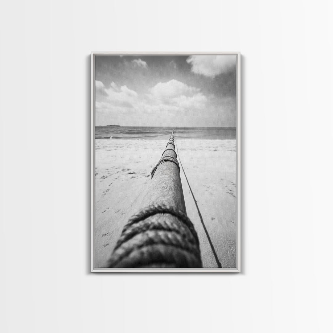 Nautical Rope, Ocean Line, Endless Beach, Maritime Horizon, Canvas Print, Minimalist Wall Art, Modern Coastal Decor, Entryway Beach Art
