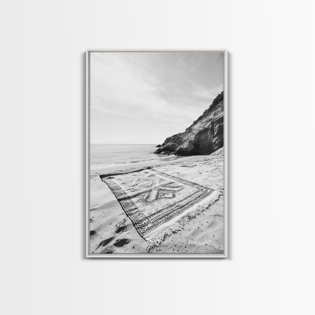Tribal Blanket, Ocean Vibe, Coastal Pattern, Canvas Print, Beach Boho Wall Art, Neutral Home Decor, Summer Beach Bedroom