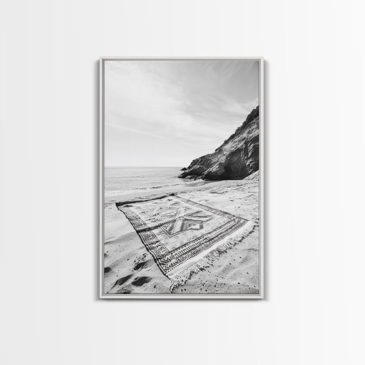 Tribal Blanket, Ocean Vibe, Coastal Pattern, Canvas Print, Beach Boho Wall Art, Neutral Home Decor, Summer Beach Bedroom
