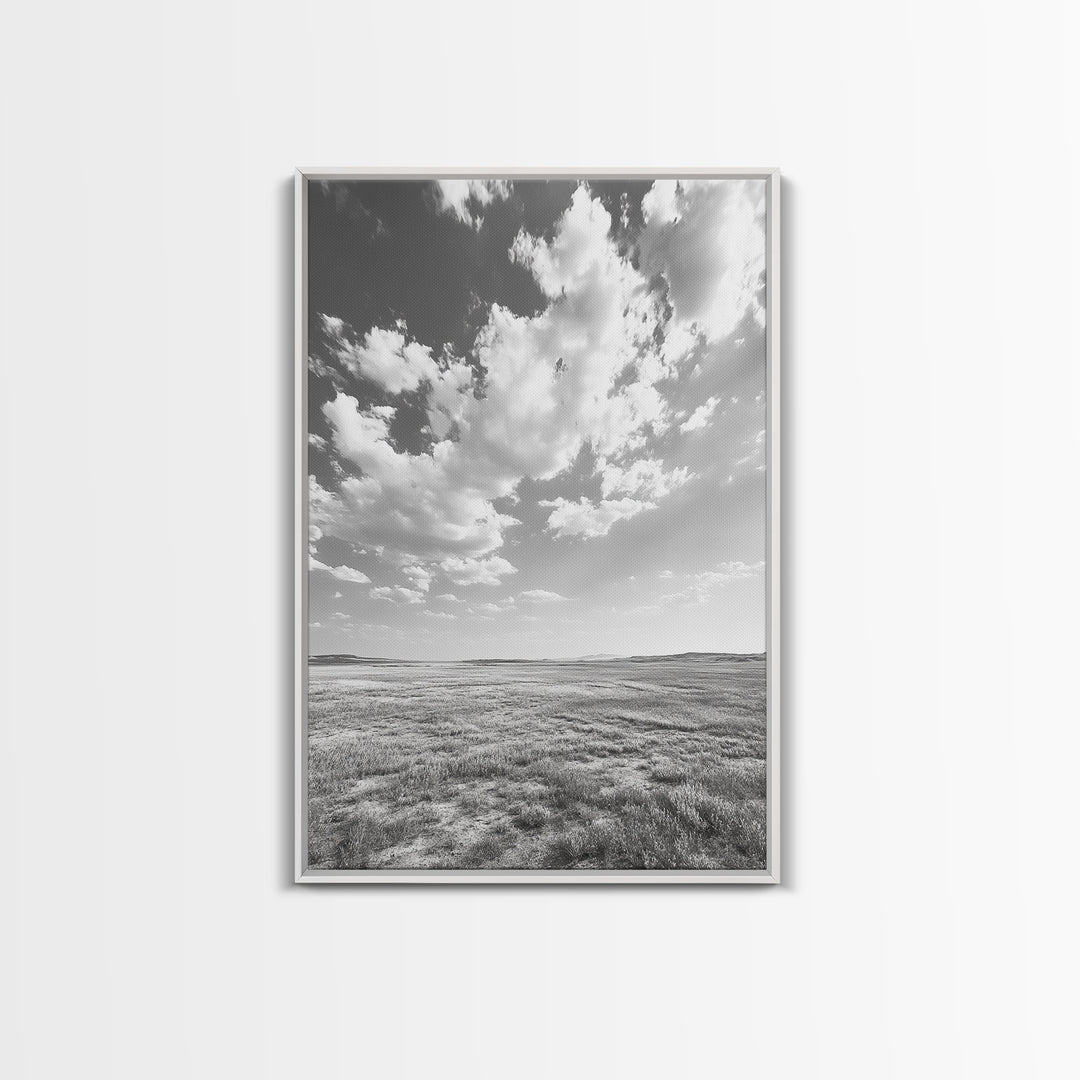 Open Sky, Serene Plains, Summer Day, Canvas Print, minimalist landscape art, farmhouse decor, bedroom wall art, neutral tones