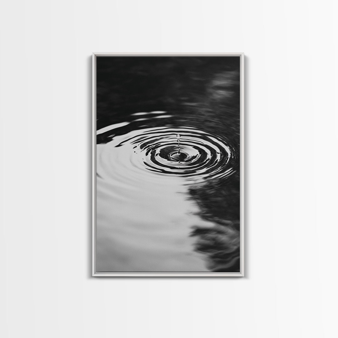 Ripple Effect, Water Drop, Zen Wall Art, Minimalist Black and White, Canvas Print, Bathroom Decor, Tranquil Art, Meditation Room Art