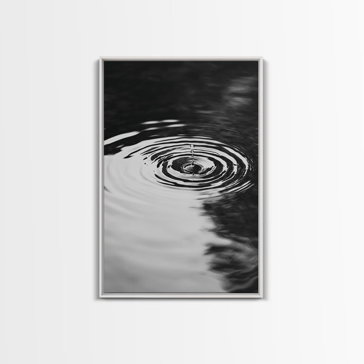 Ripple Effect, Water Drop, Zen Wall Art, Minimalist Black and White, Canvas Print, Bathroom Decor, Tranquil Art, Meditation Room Art