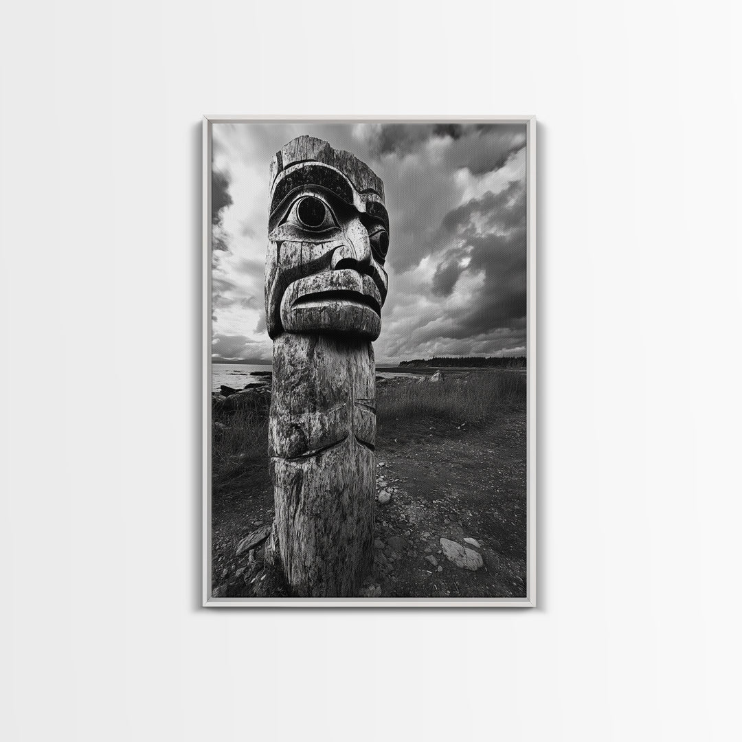 Tribal Totem, Ancient Spirit, Cultural Power, Canvas Print, Rustic Wall Art, Boho Living Room Decor, Ethnic History Accent