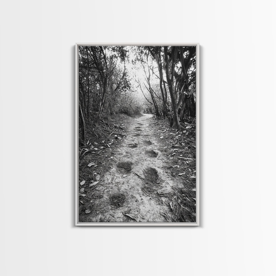 Forest Trail Path, Woodland Escape, Nature Walk, Adventure Art, Framed Canvas Print, Office Wall Decor, Autumn Vibes, Rustic Nature Style