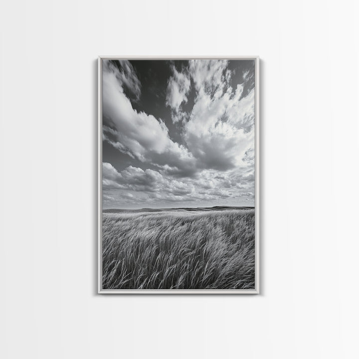 Open Sky Fields, Windy Prairie, Moody Nature Sky, Rustic Landscape, Canvas Print, Bedroom Wall Art, Fall Countryside, Boho Nature Decor
