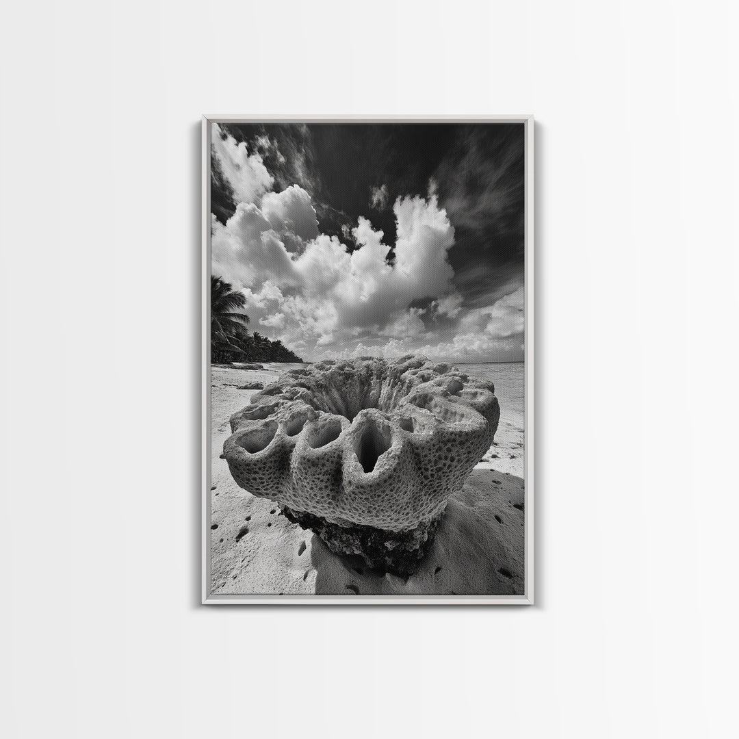 Coral Reef Texture, Ocean Wall Art, Coastal Minimalist, Nature Photography, Framed Canvas Print, Bathroom Wall Decor, Tropical Beach Print