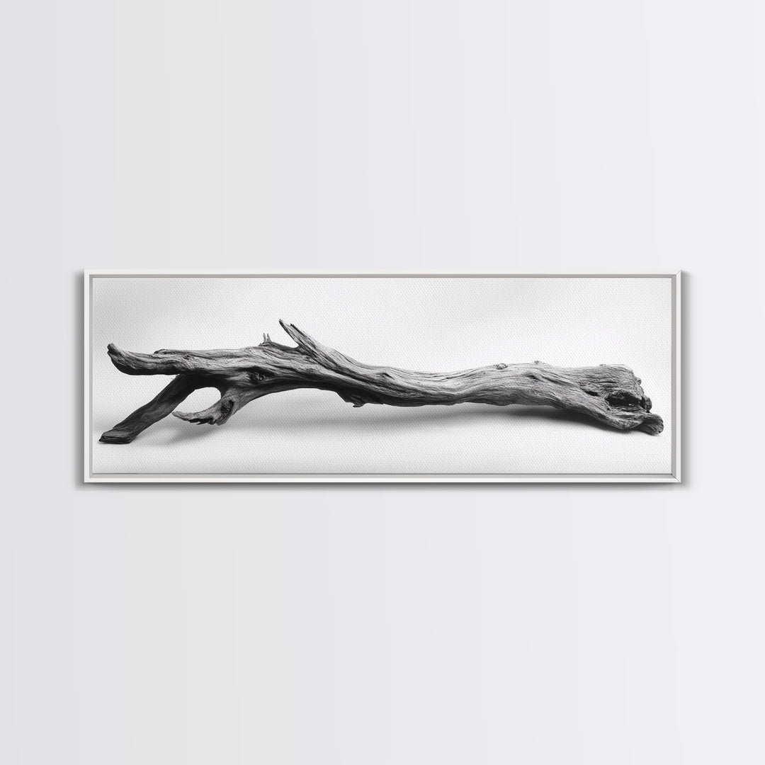 Driftwood Closeup, Minimal Nature Print, Scandinavian Neutral Decor, Framed Canvas Print, Modern Wall Art, Organic Texture Style