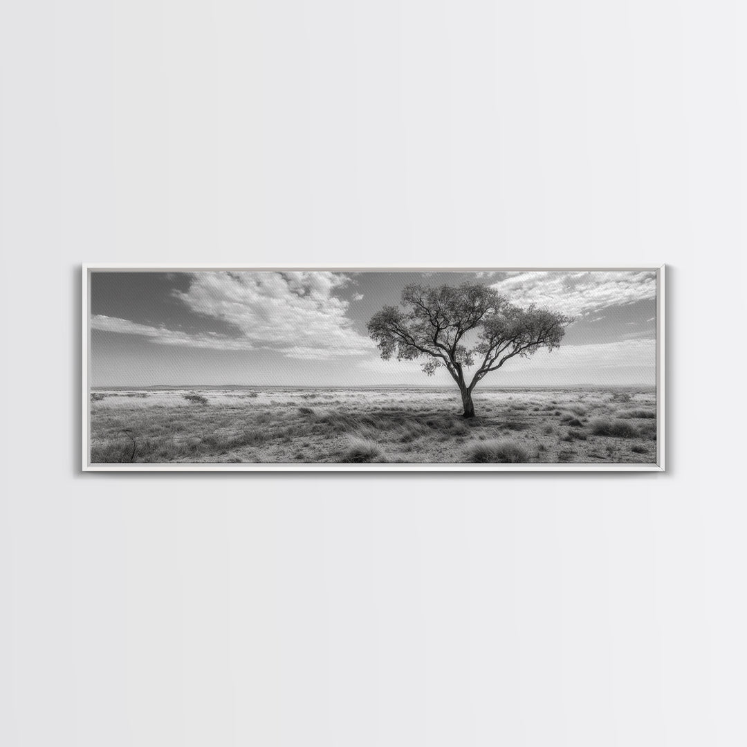 Desert Tree, Solitude Scene, Nature Photography, Framed Canvas Print, Minimalist Tree Art, Bedroom Wall Decor, Neutral Landscape Art