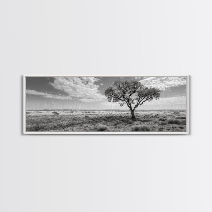 Desert Tree, Solitude Scene, Nature Photography, Framed Canvas Print, Minimalist Tree Art, Bedroom Wall Decor, Neutral Landscape Art
